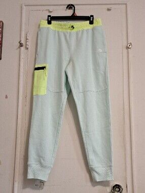 The North Face High Rise Mint Green Joggers with Neon Yellow Trim